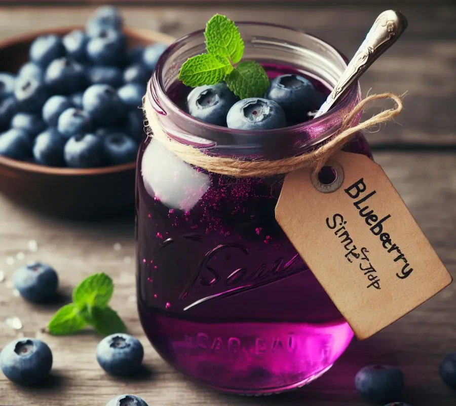 Blueberry Simple Syrup with Mint Leaves