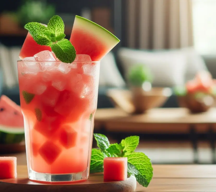 watermelon crush with mint leaves